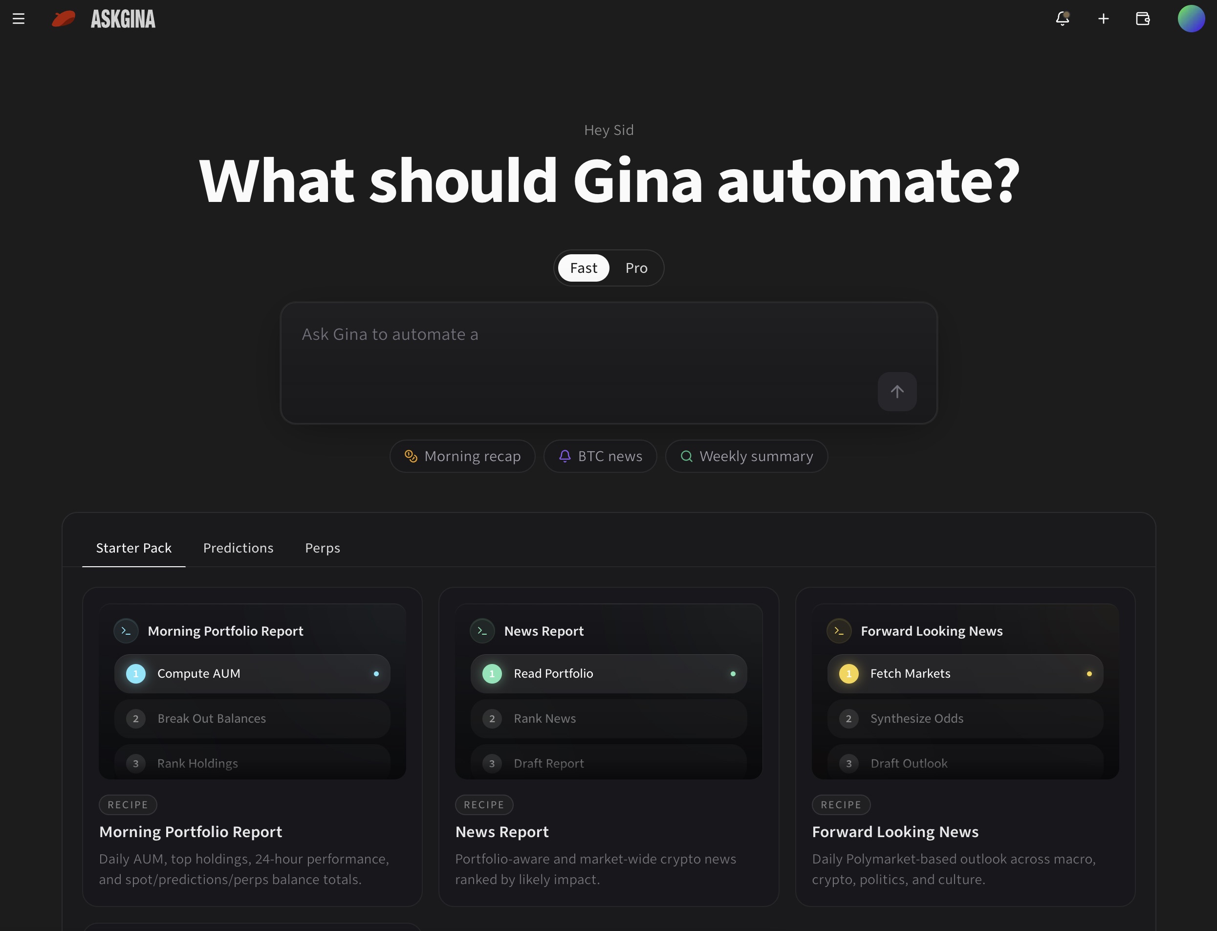 The /create harness in Ask Gina